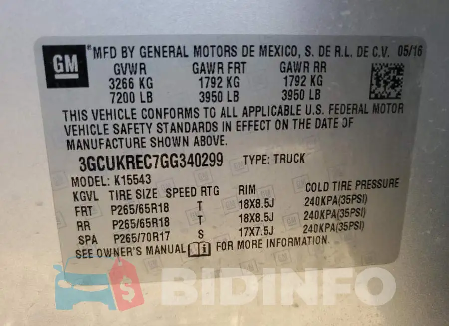 3GCUKREC7GG340299 Photo# 12