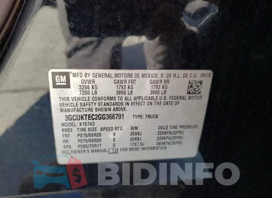 3GCUKTEC2GG366791 Photo# 12