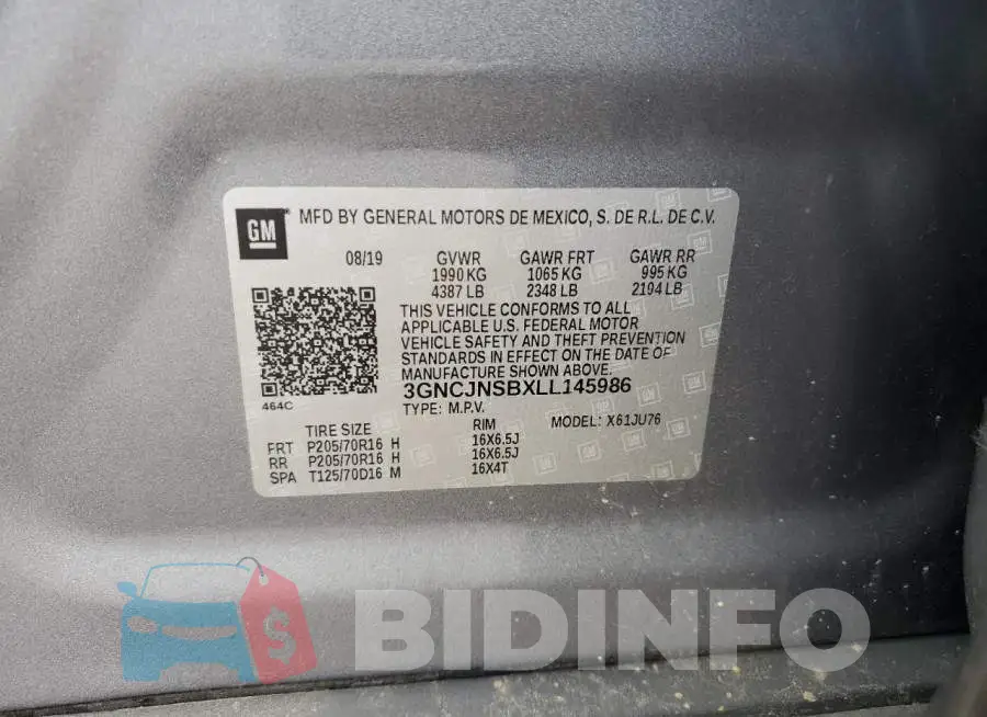 3GNCJNSBXLL145986 Photo# 14