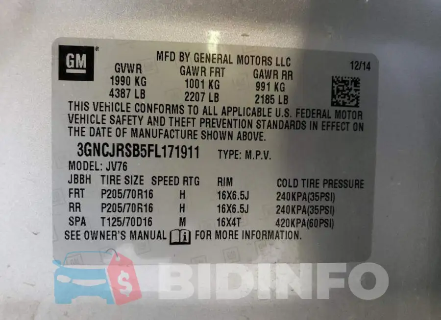 3GNCJRSB5FL171911 Photo# 12