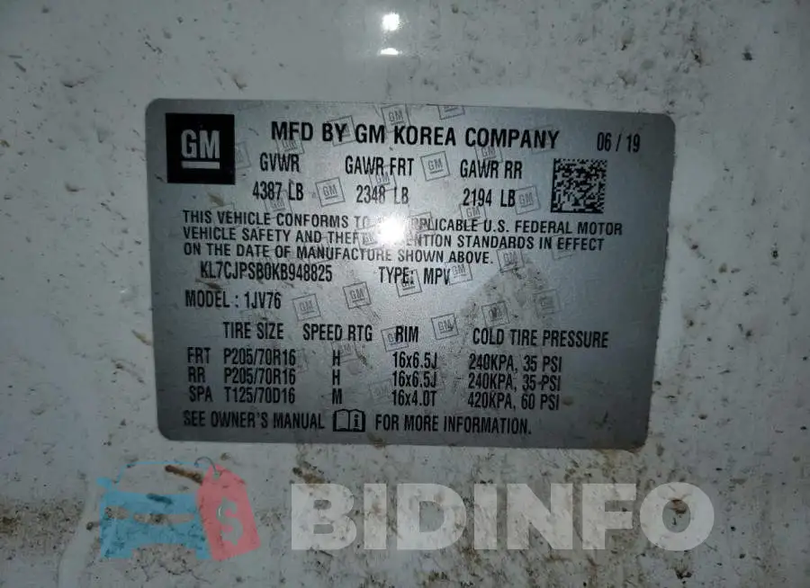 KL7CJPSB0KB948825 Photo# 13