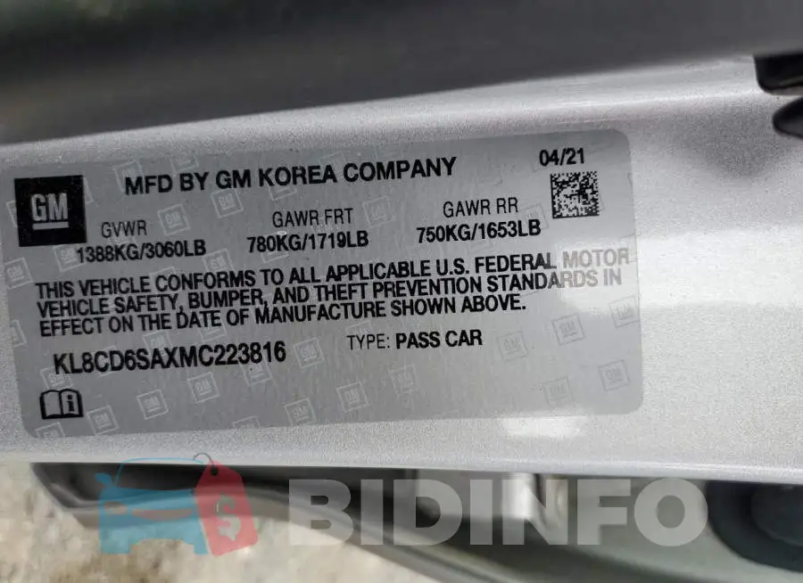 KL8CD6SAXMC223816 Photo# 13