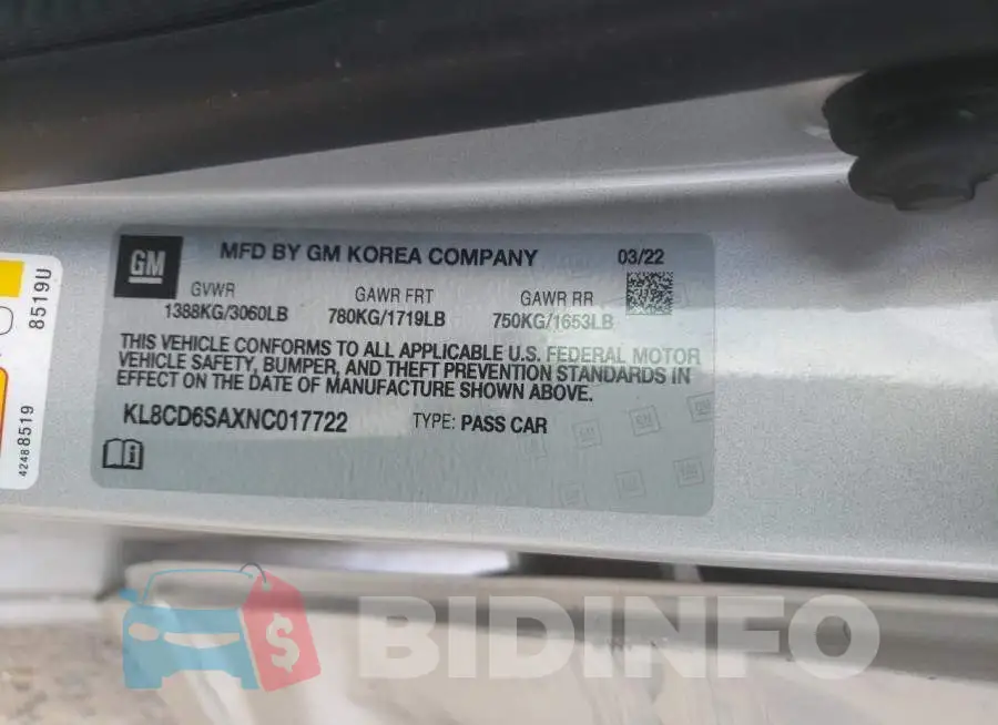 KL8CD6SAXNC017722 Photo# 12