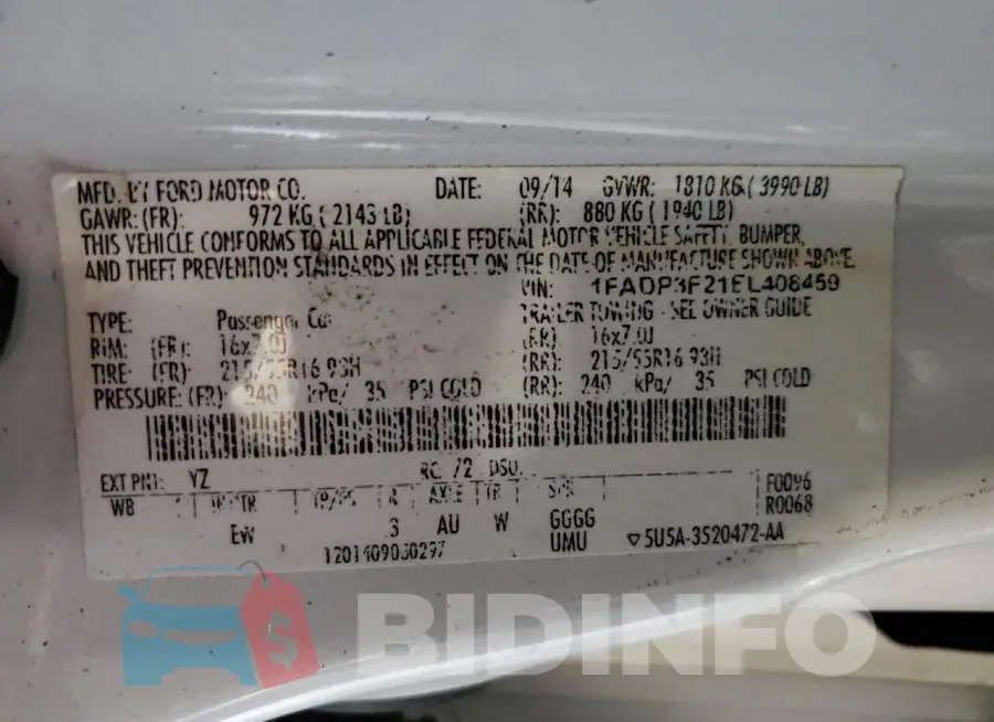 1FADP3F21EL408459 Photo# 12