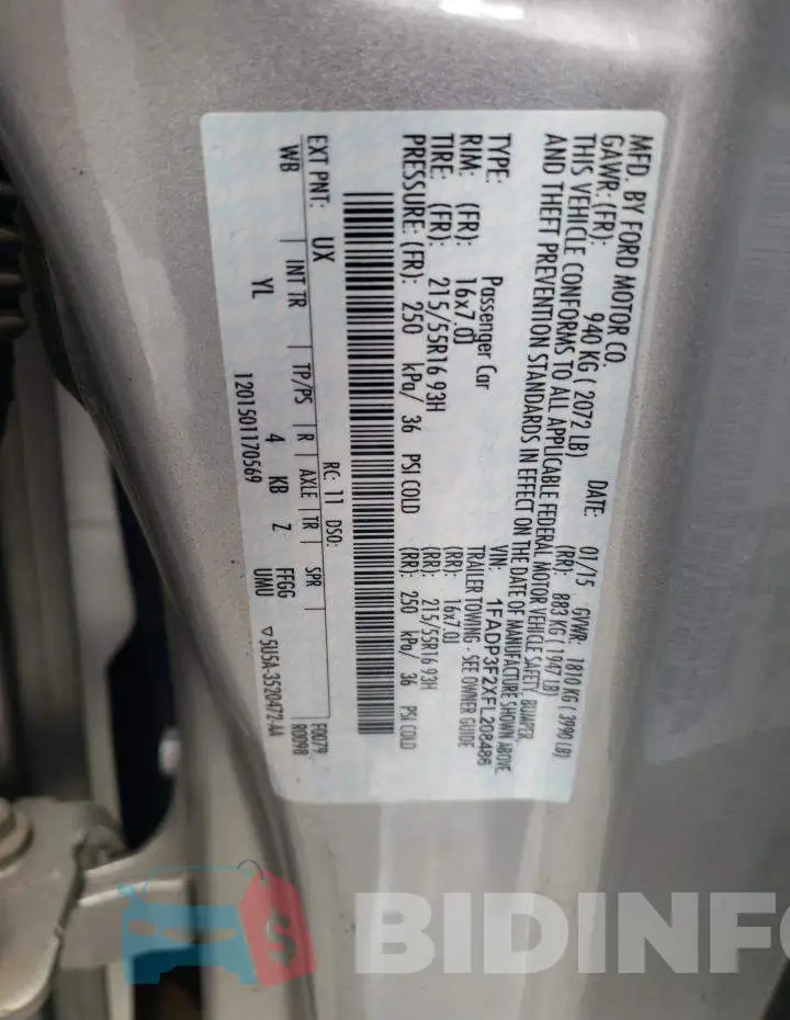 1FADP3F2XFL208486 Photo# 12