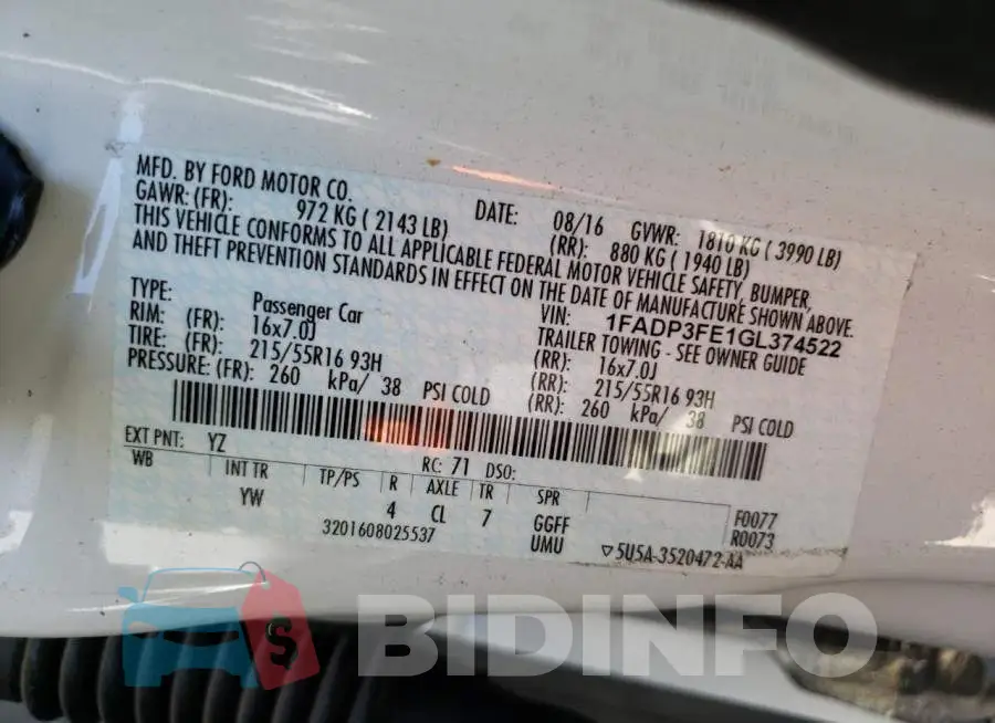 1FADP3FE1GL374522 Photo# 12