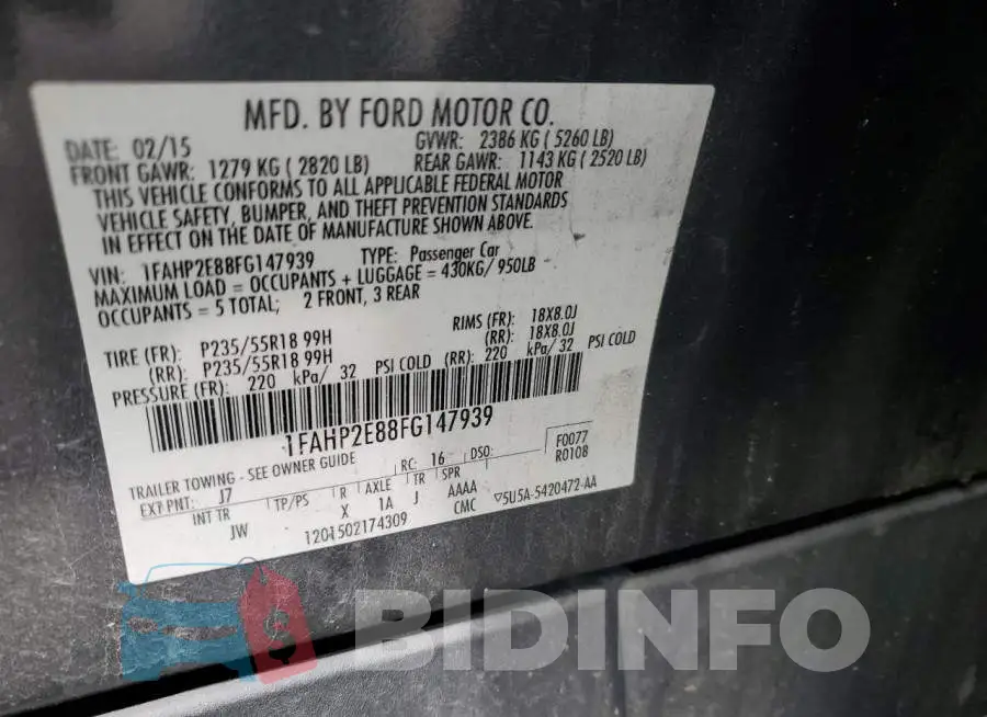 1FAHP2E88FG147939 Photo# 12