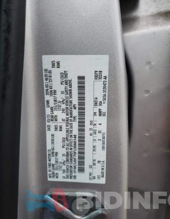 1FMCU0F70FUB88148 Photo# 13