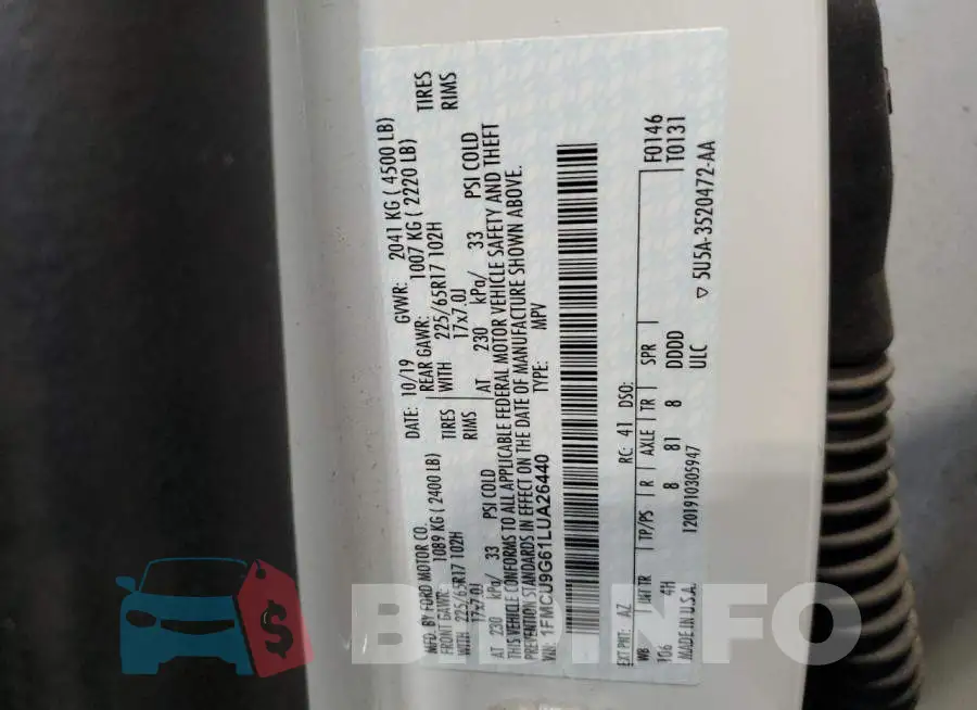 1FMCU9G61LUA26440 Photo# 13