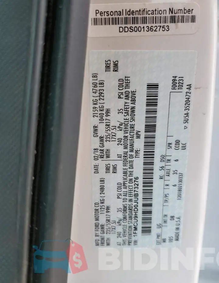 1FMCU9HD0JUB73276 Photo# 13