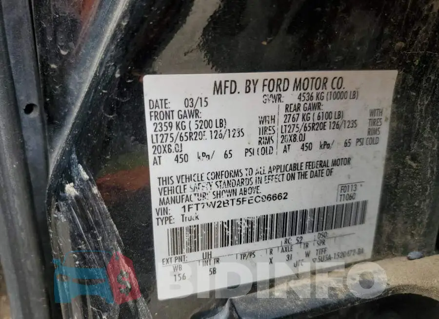 1FT7W2BT5FEC96662 Photo# 12