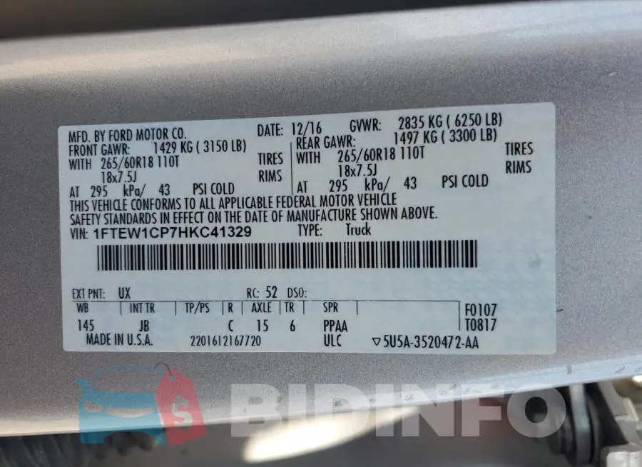 1FTEW1CP7HKC41329 Photo# 13