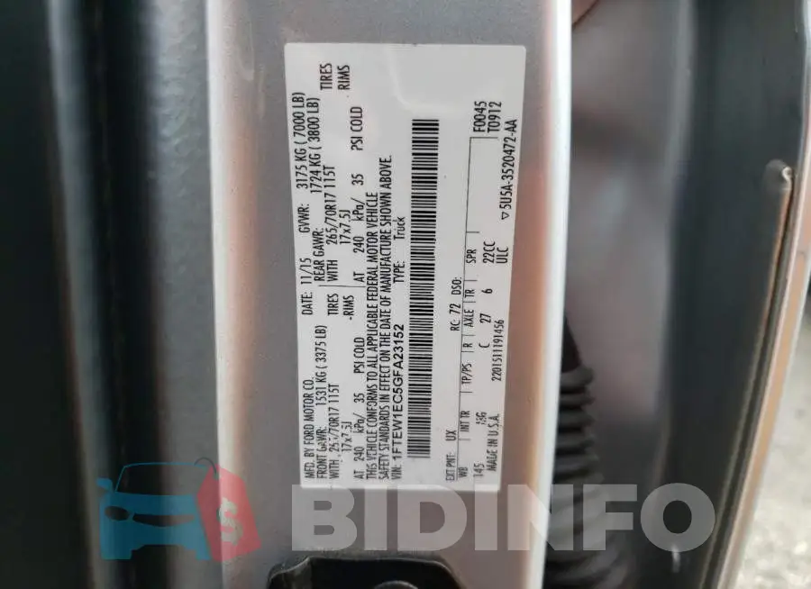 1FTEW1EG5GFA23152 Photo# 12