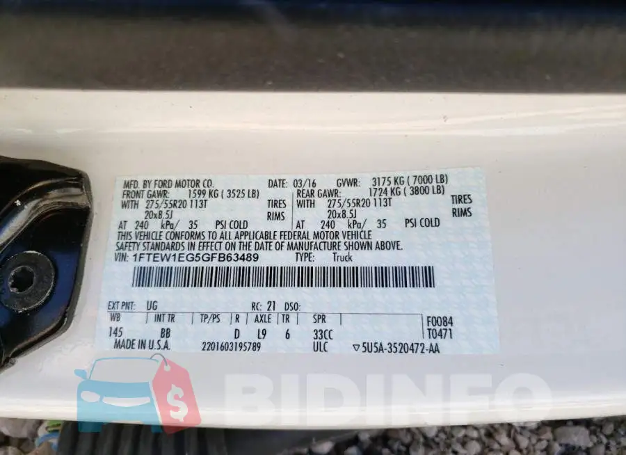 1FTEW1EG5GFB63489 Photo# 10