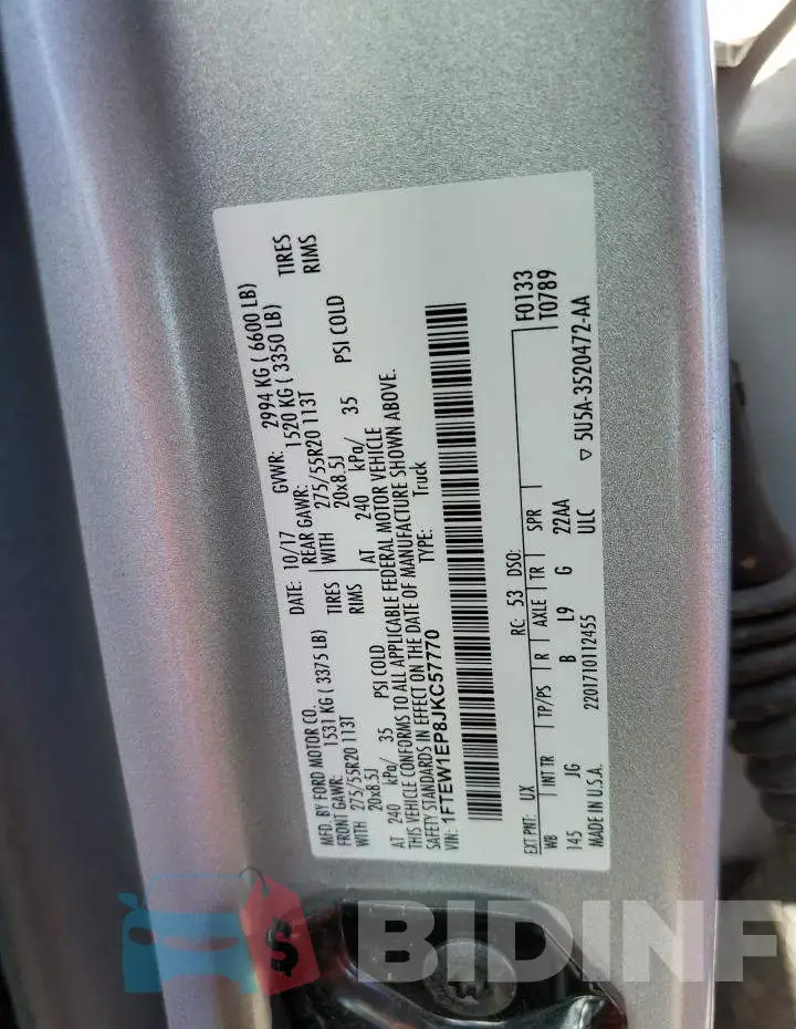 1FTEW1EP8JKC57770 Photo# 12
