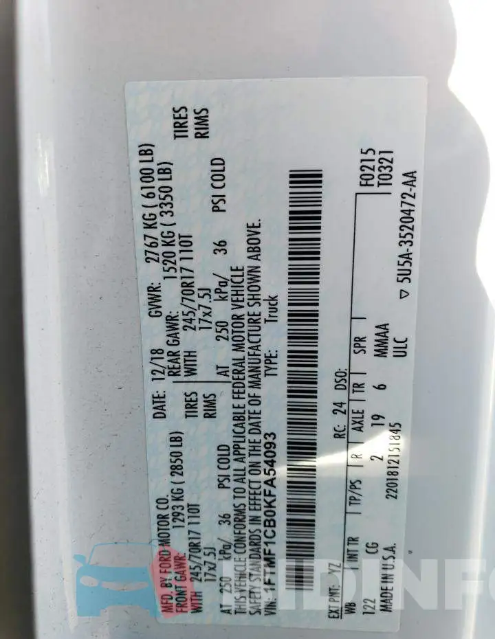 1FTMF1CB0KFA54093 Photo# 12
