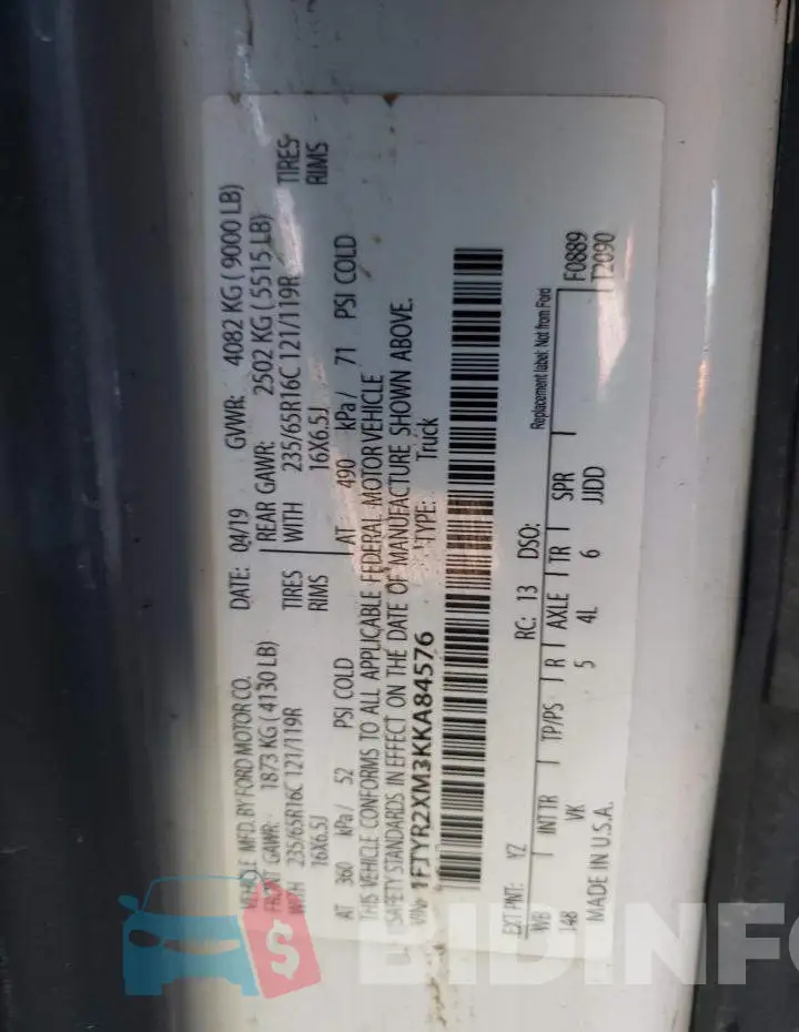 1FTYR2XM3KKA84576 Photo# 13