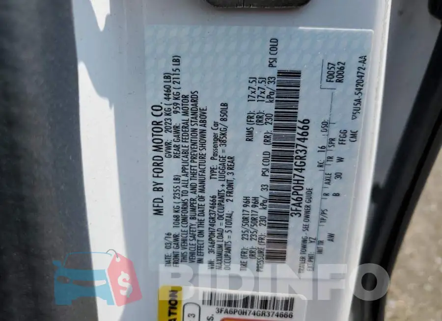 3FA6P0H74GR374666 Photo# 13