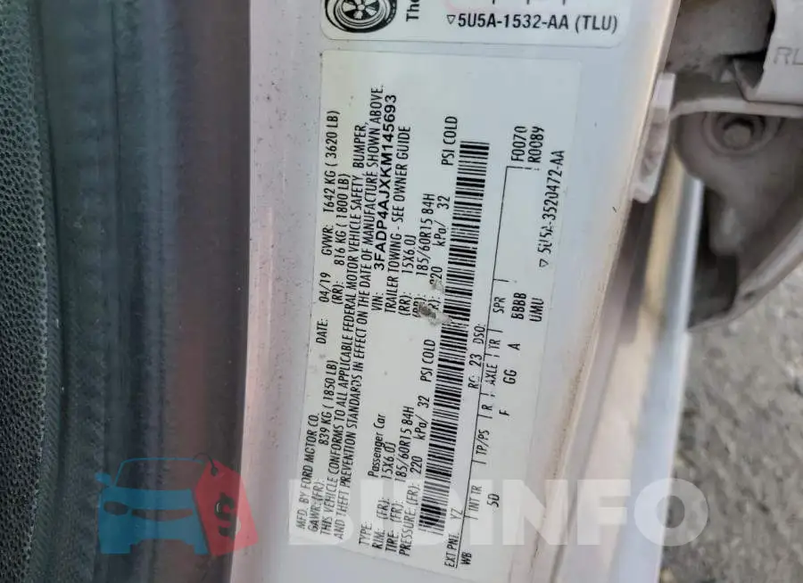 3FADP4AJXKM145693 Photo# 12