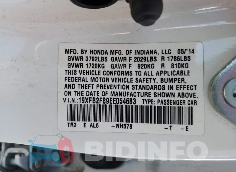 19XFB2F89EE054683 Photo# 13