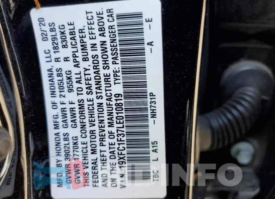 19XFC1F37LE010819 Photo# 12