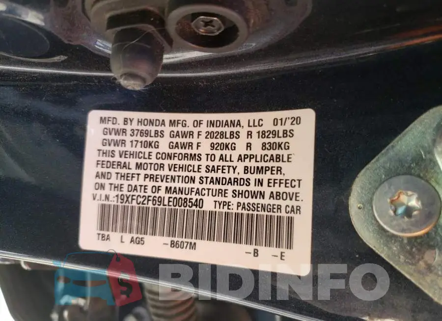 19XFC2F69LE008540 Photo# 12