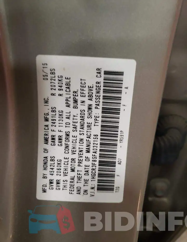 1HGCR3F85FA032156 Photo# 13