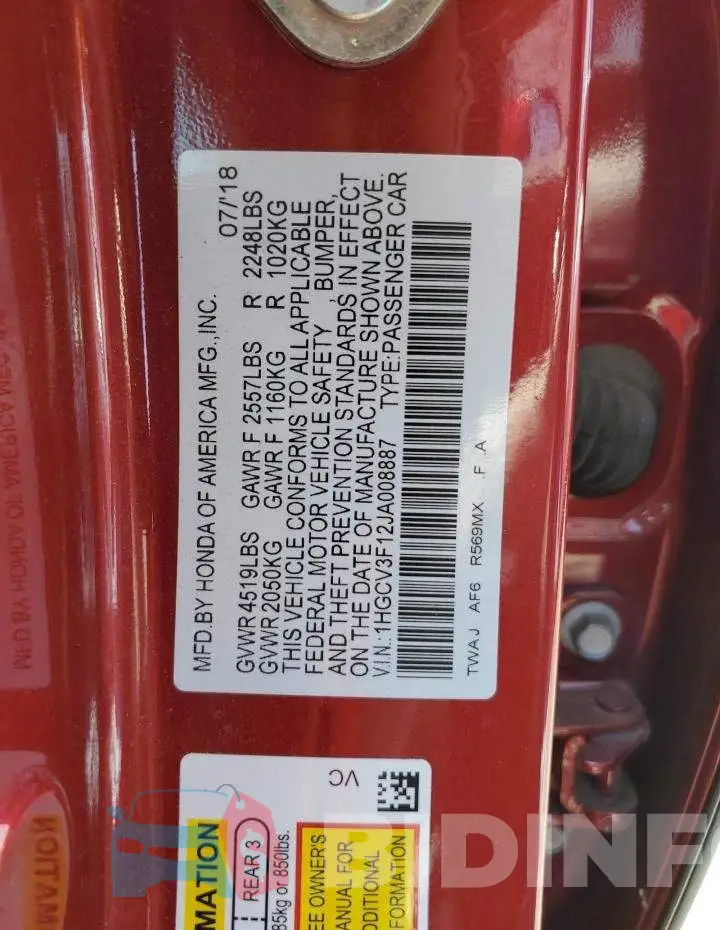 1HGCV3F12JA008887 Photo# 12