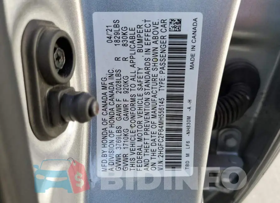 2HGFC2F64MH556145 Photo# 12