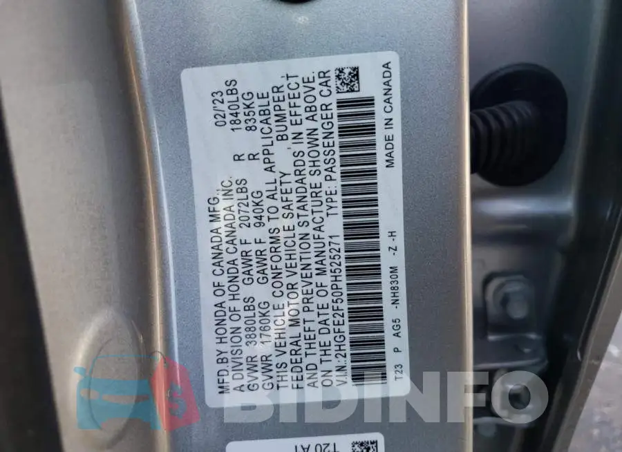 2HGFE2F50PH525271 Photo# 12