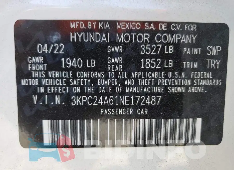 3KPC24A61NE172487 Photo# 12