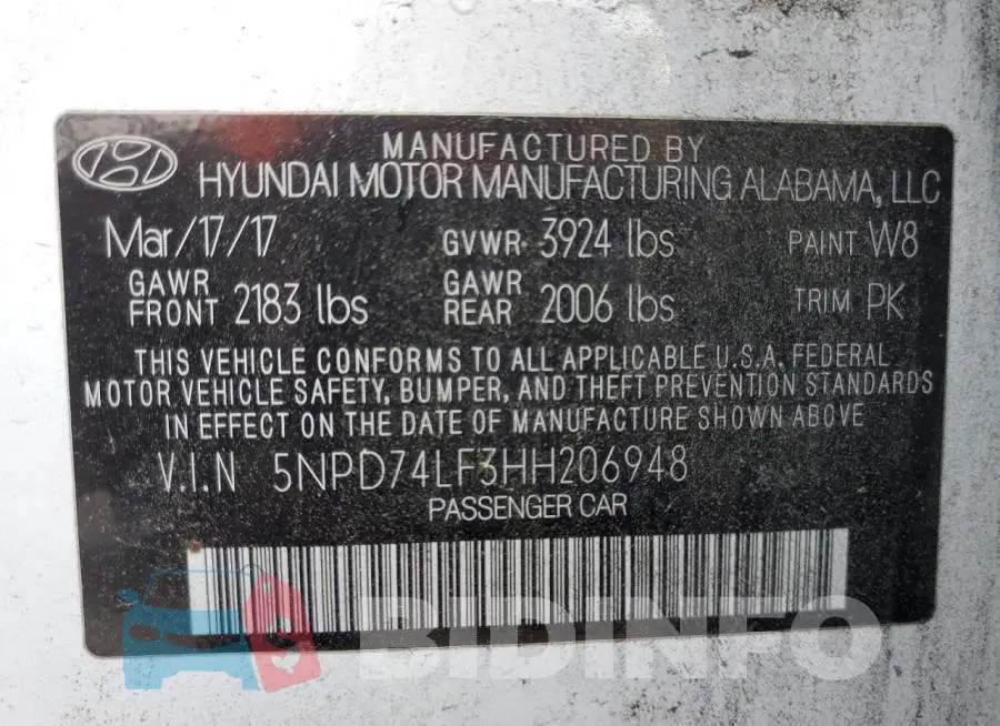 5NPD74LF3HH206948 Photo# 12