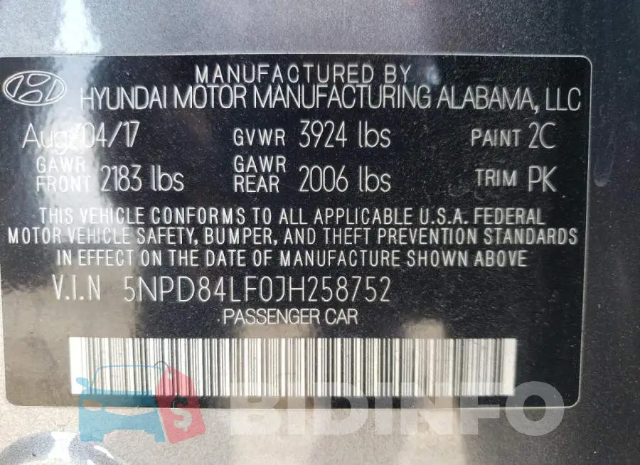 5NPD84LF0JH258752 Photo# 12