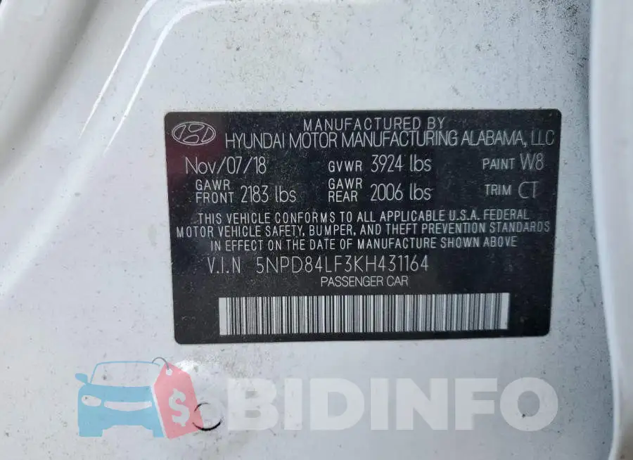 5NPD84LF3KH431164 Photo# 13