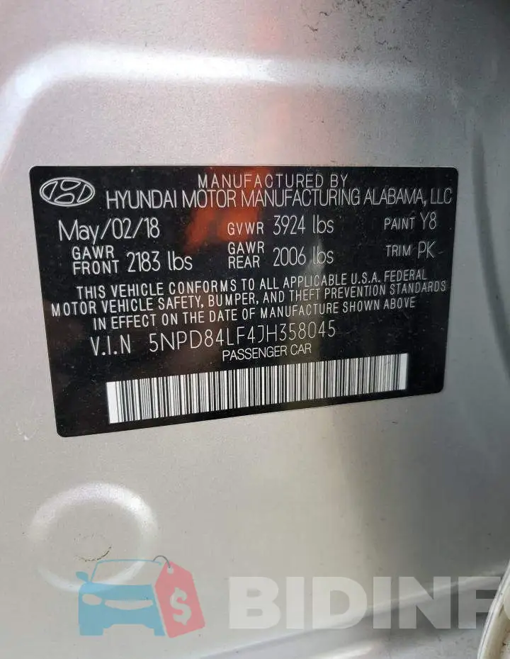 5NPD84LF4JH358045 Photo# 12