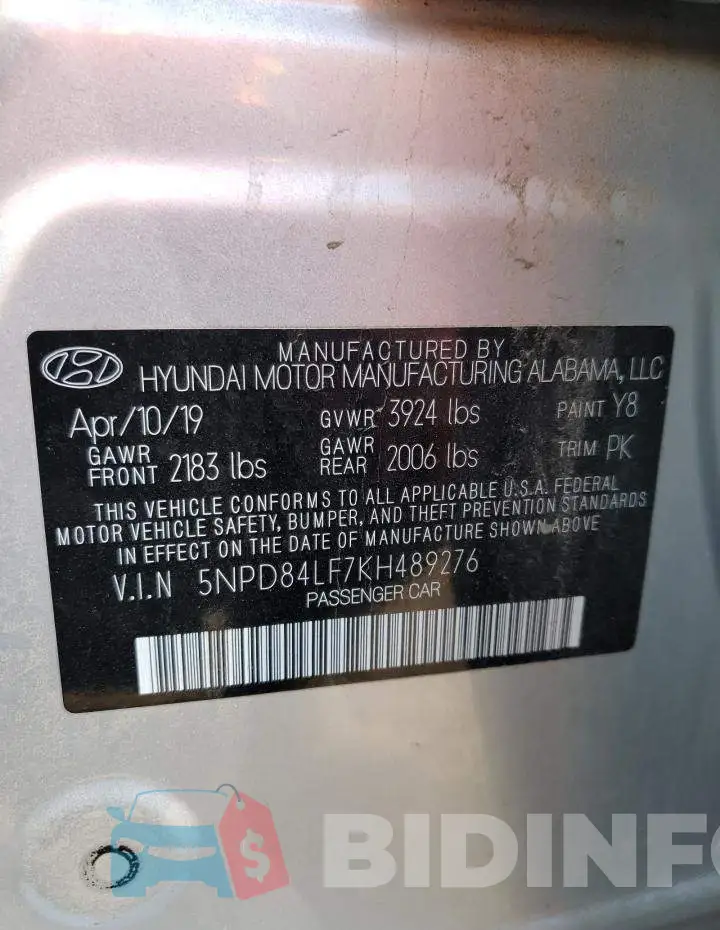 5NPD84LF7KH489276 Photo# 12