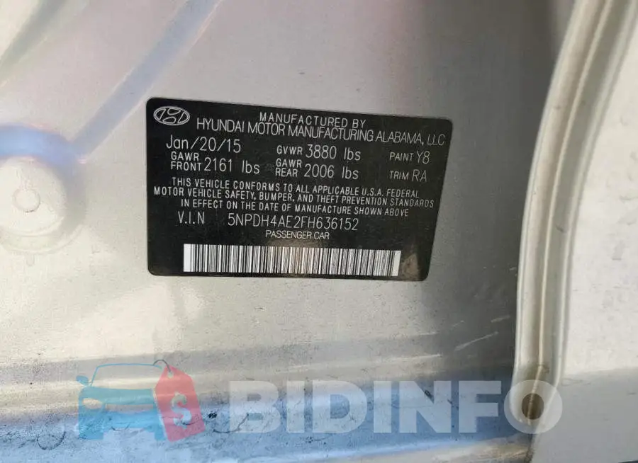 5NPDH4AE2FH636152 Photo# 12