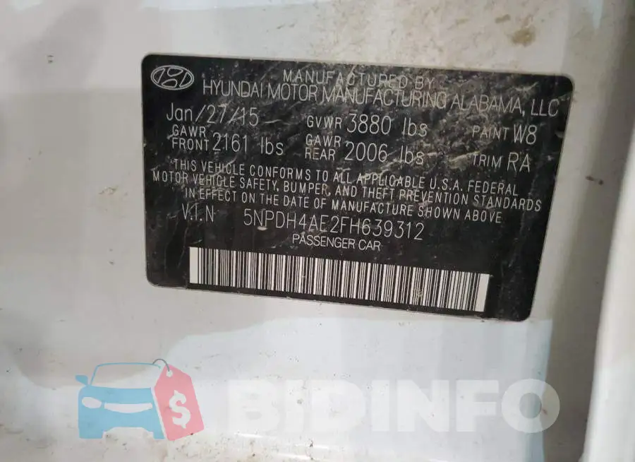 5NPDH4AE2FH639312 Photo# 12