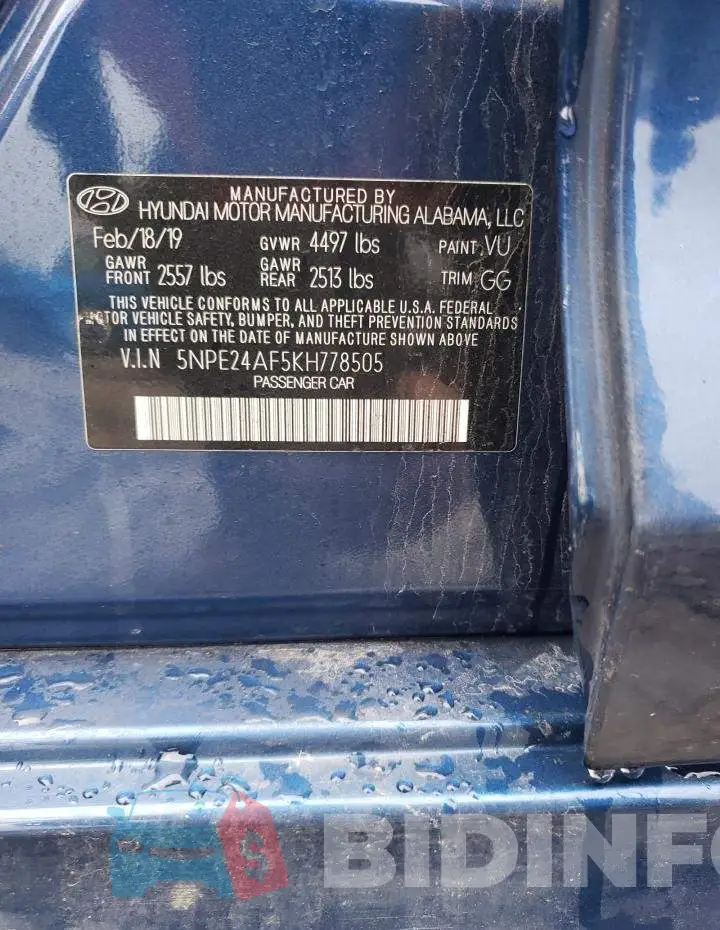 5NPE24AF5KH778505 Photo# 12