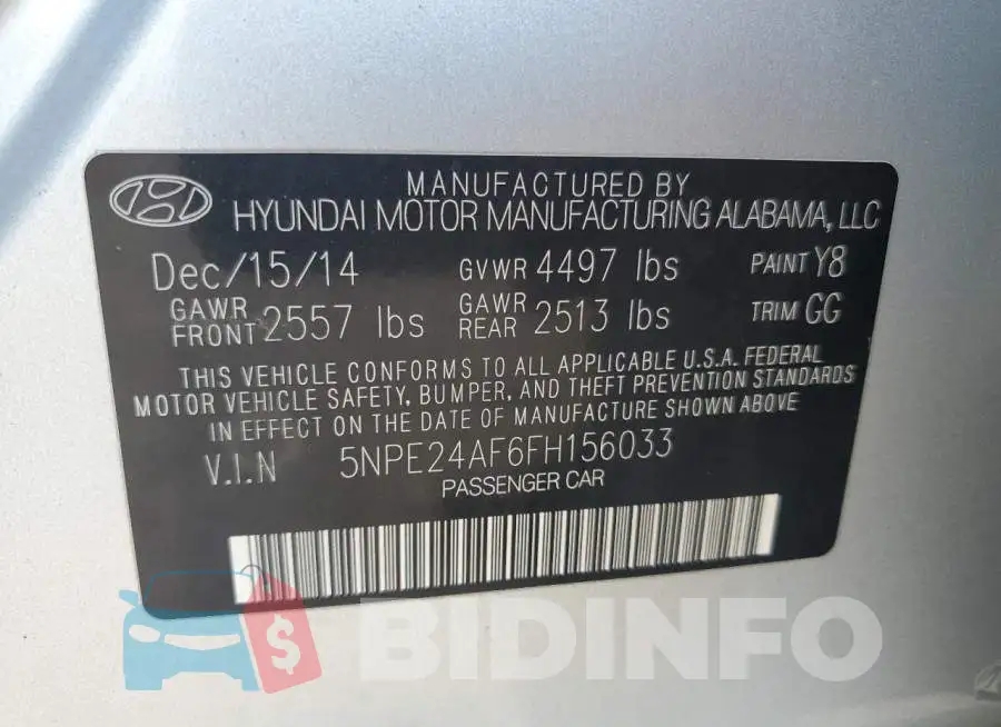 5NPE24AF6FH156033 Photo# 12