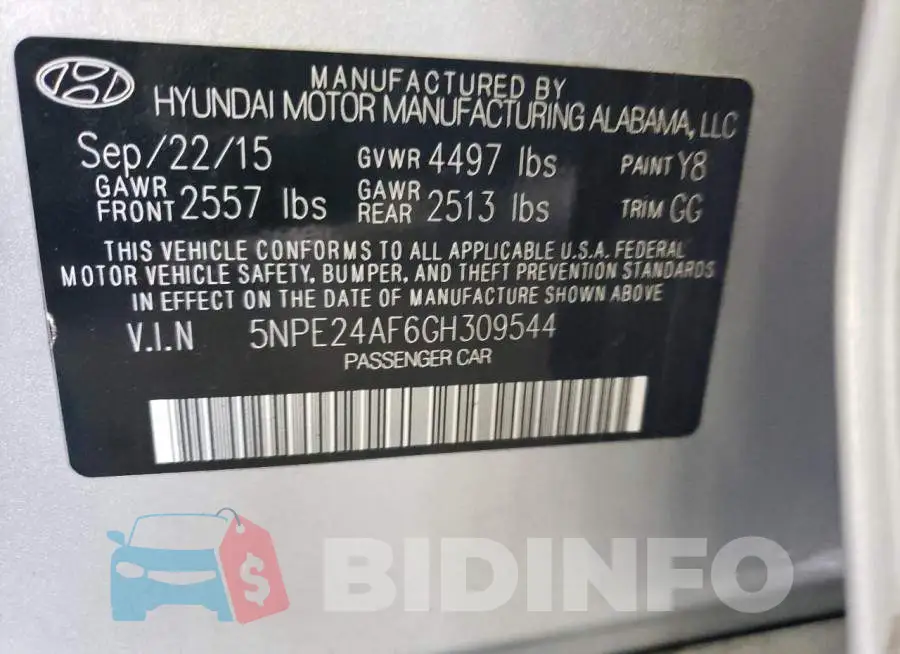5NPE24AF6GH309544 Photo# 12