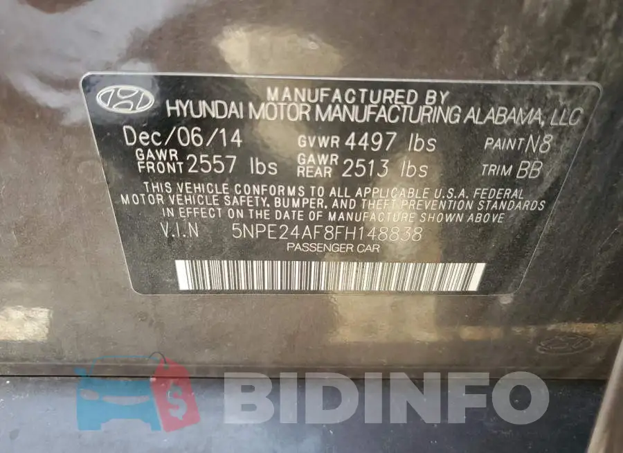 5NPE24AF8FH148838 Photo# 12