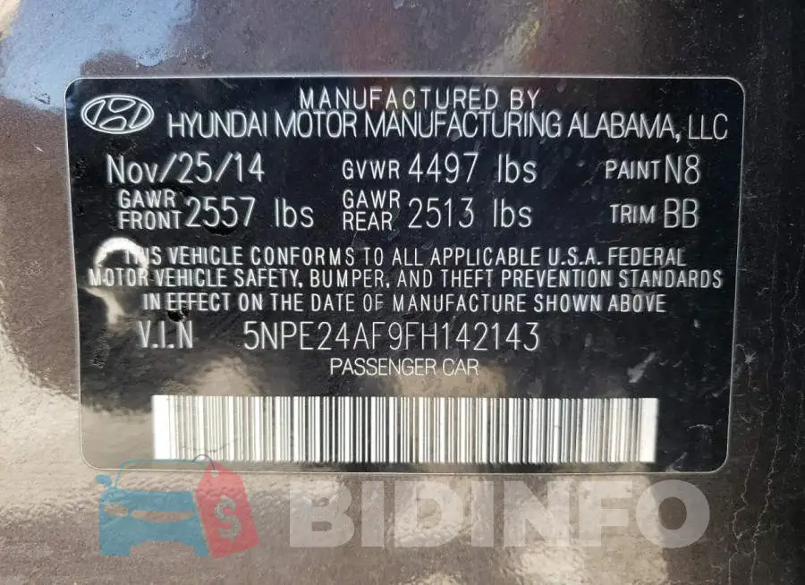 5NPE24AF9FH142143 Photo# 12