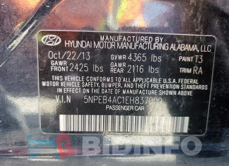 5NPEB4AC1EH837009 Photo# 12