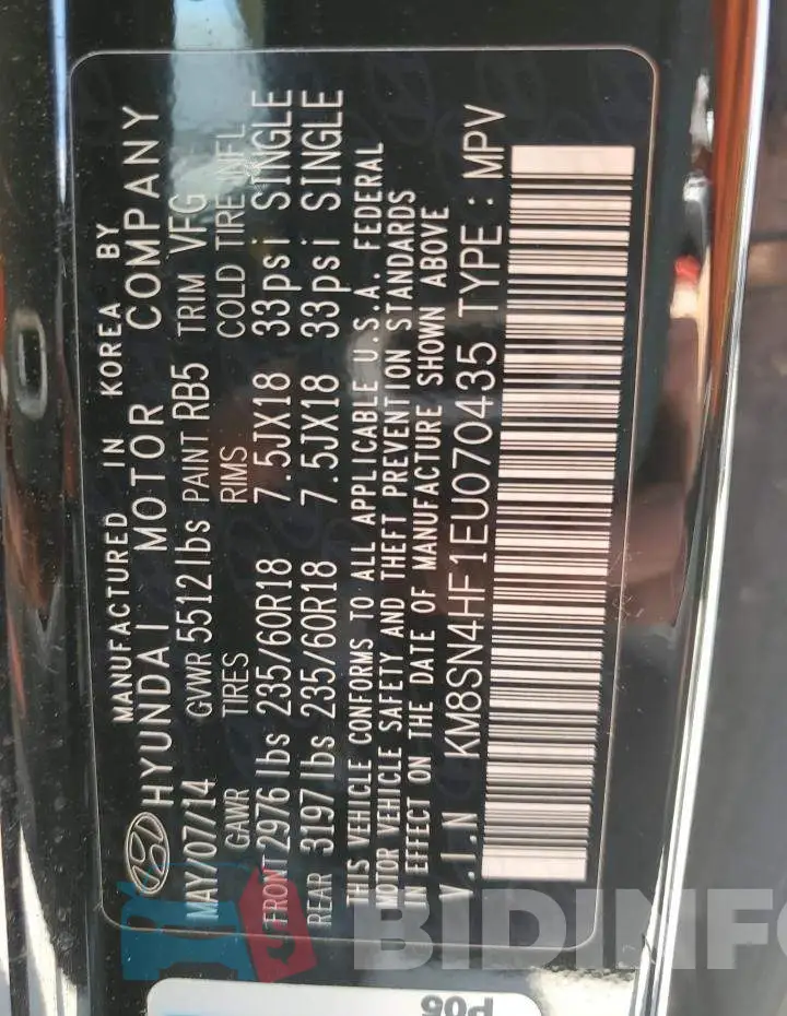 KM8SN4HF1EU070435 Photo# 13