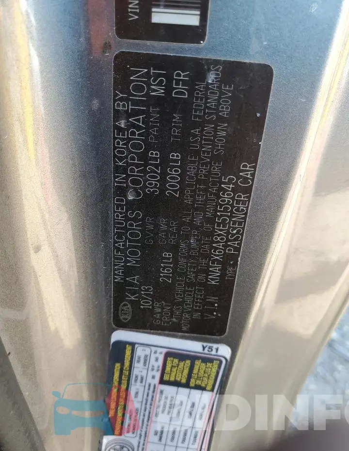 KNAFX6A8XE5159645 Photo# 12