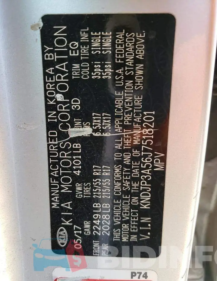 KNDJP3A56J7518201 Photo# 12
