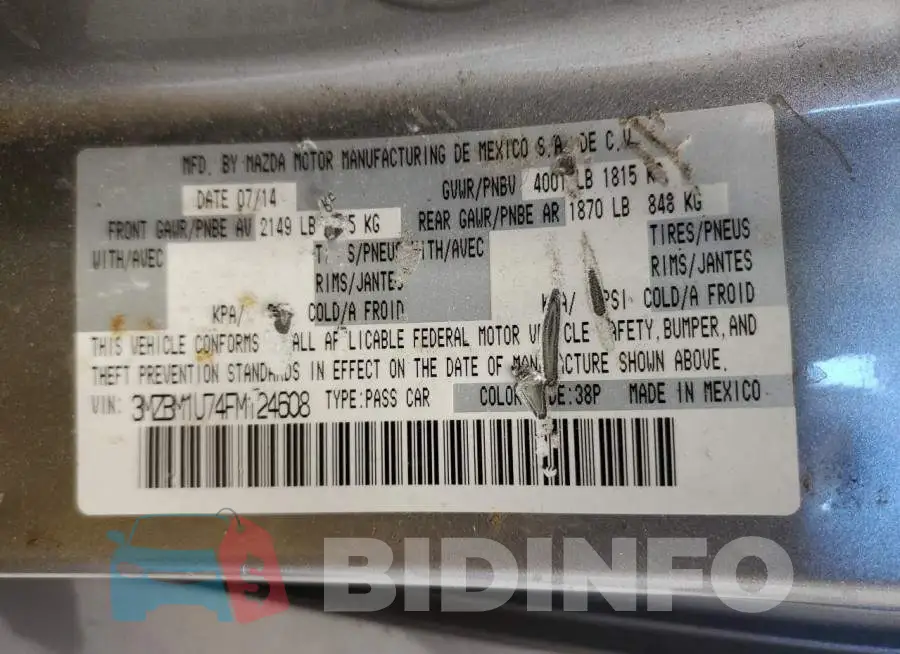 3MZBM1U74FM124608 Photo# 12