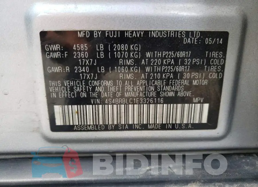 4S4BRBLC1E3326116 Photo# 13