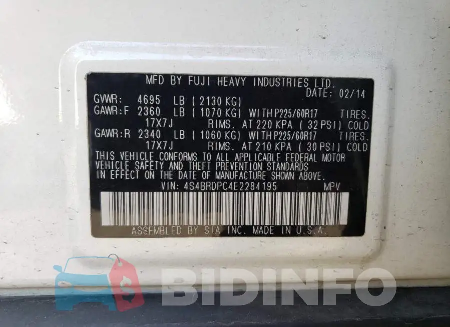 4S4BRDPC4E2284195 Photo# 12